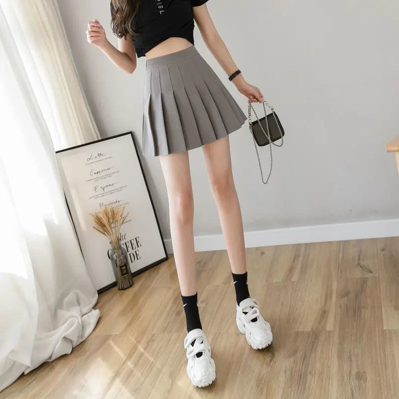Kawaii Pink Plaid Pleated Mini Skirt (High-Waist Japanese School Style)