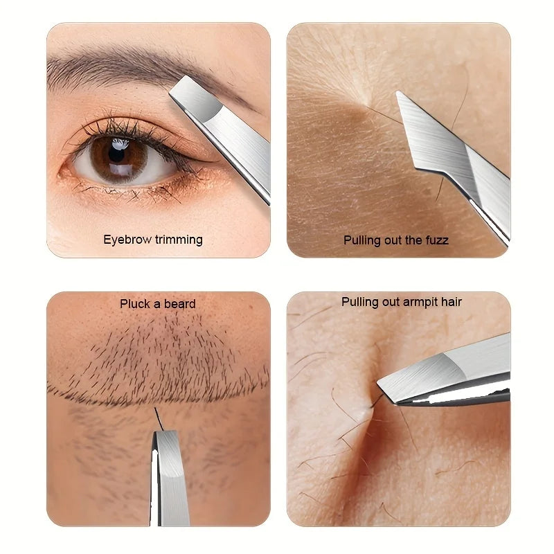 Stainless Steel Eyebrow Tweezers Set 4 Pcs  Eyebrow