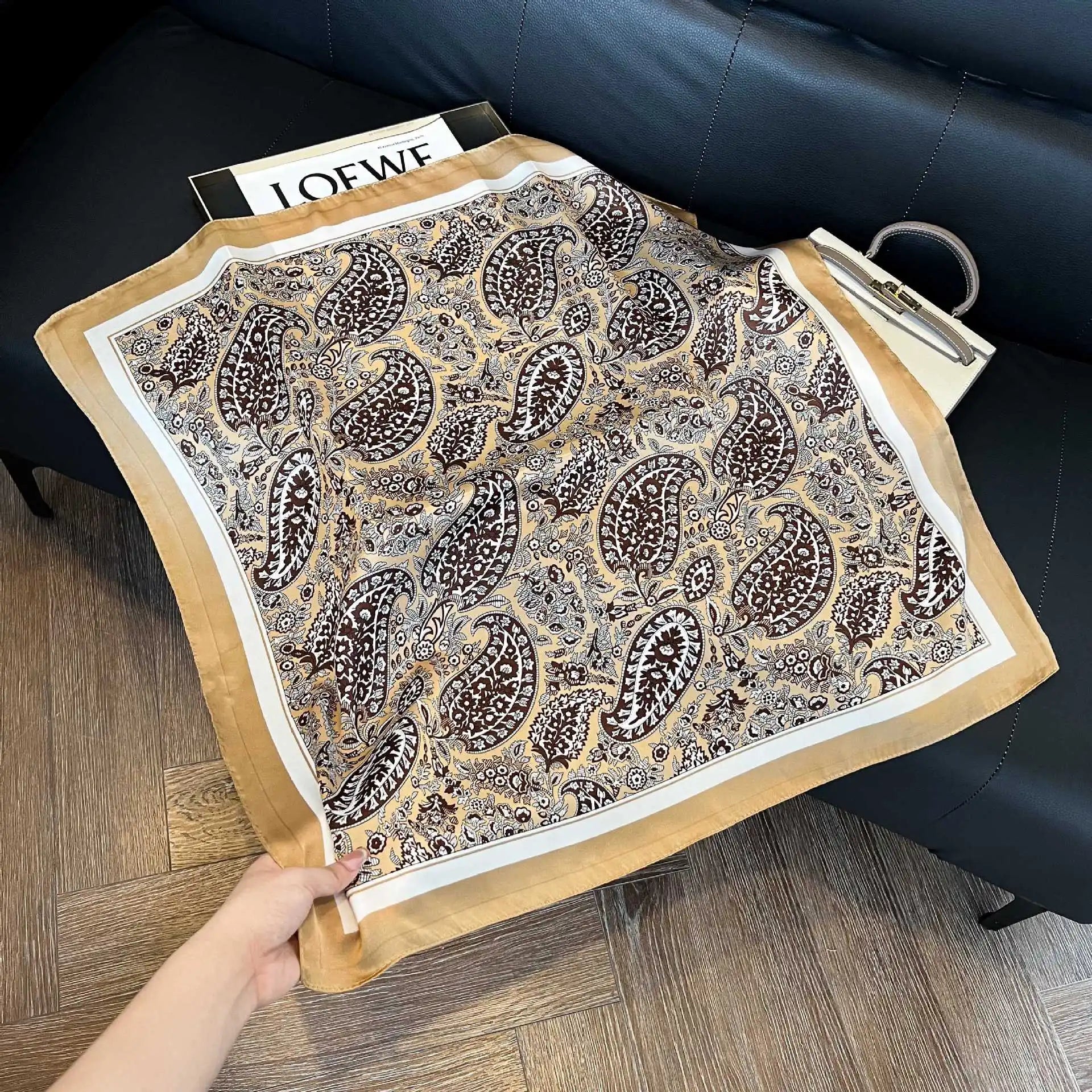 Luxury  Square Scarf Soft Satin For Women