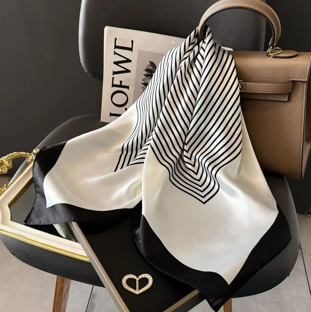 Fashion 70cm  Square Scarf Women Satin Hair Bandana