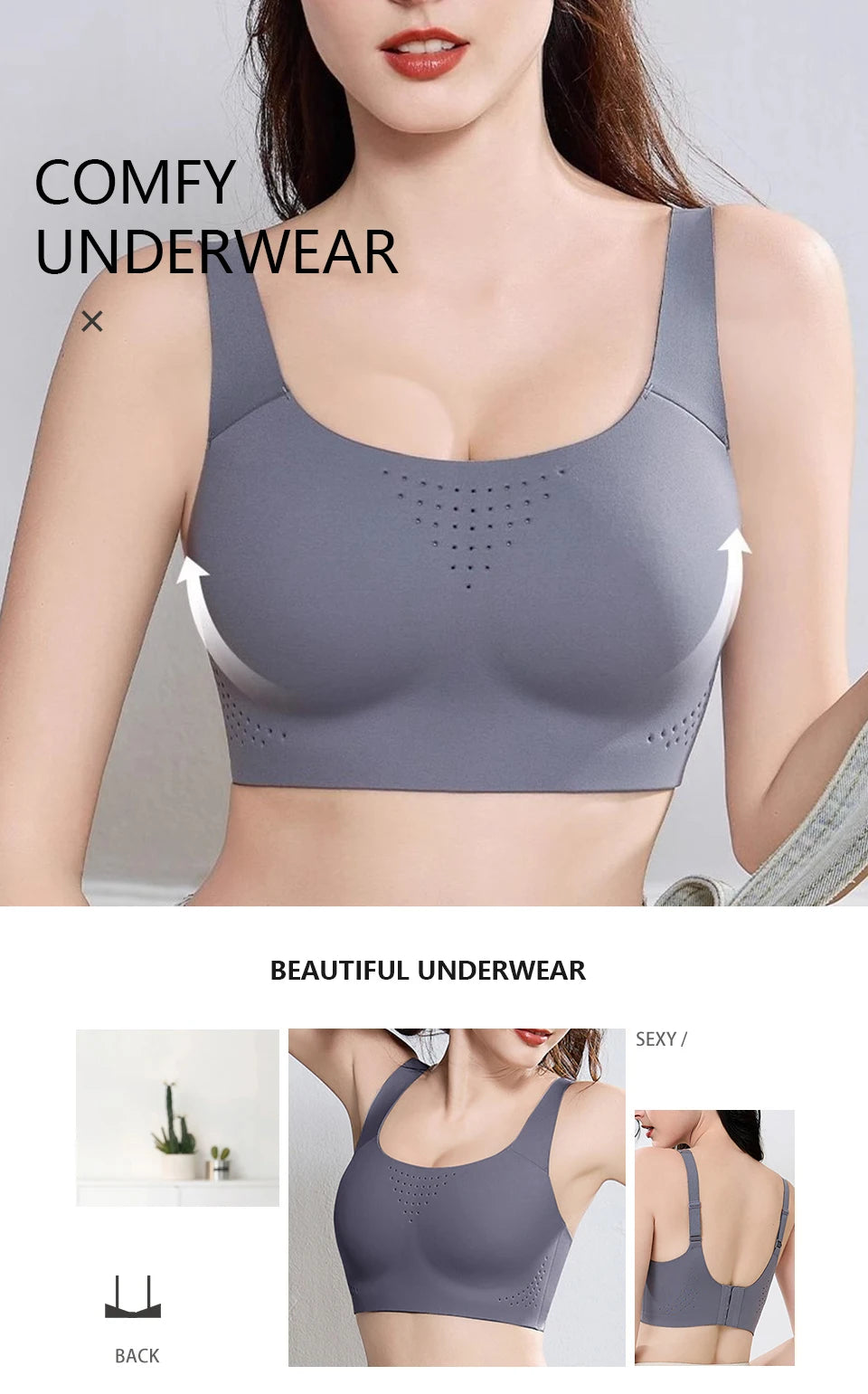FallSweet Plus Size Wireless Sports Bra – Shockproof Thin Cup Bralette