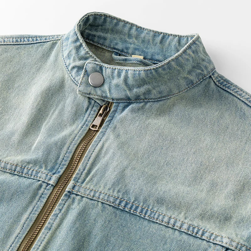 Men’s Casual Denim Jacket – Zipper Loose High Street Workwear
