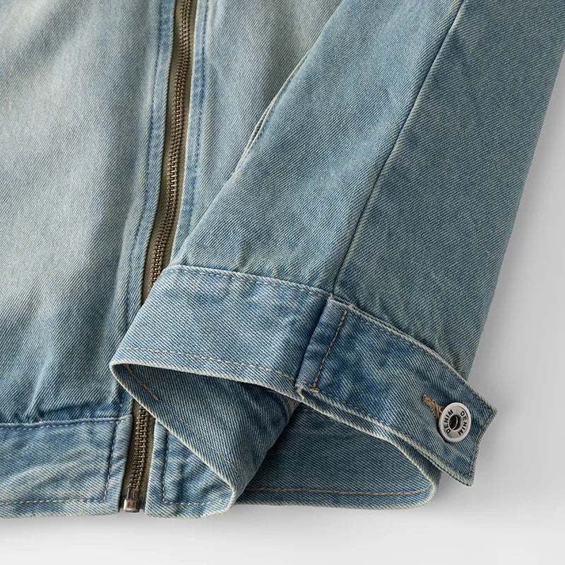 Men’s Casual Denim Jacket – Zipper Loose High Street Workwear