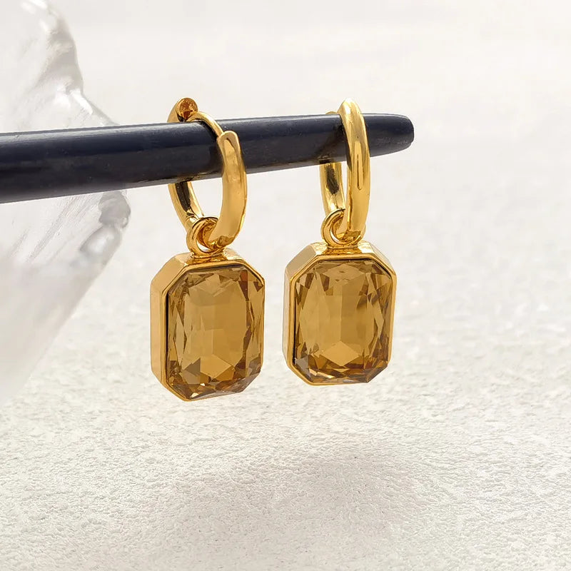 Trendy Gold Color Crystal Dangle Earrings