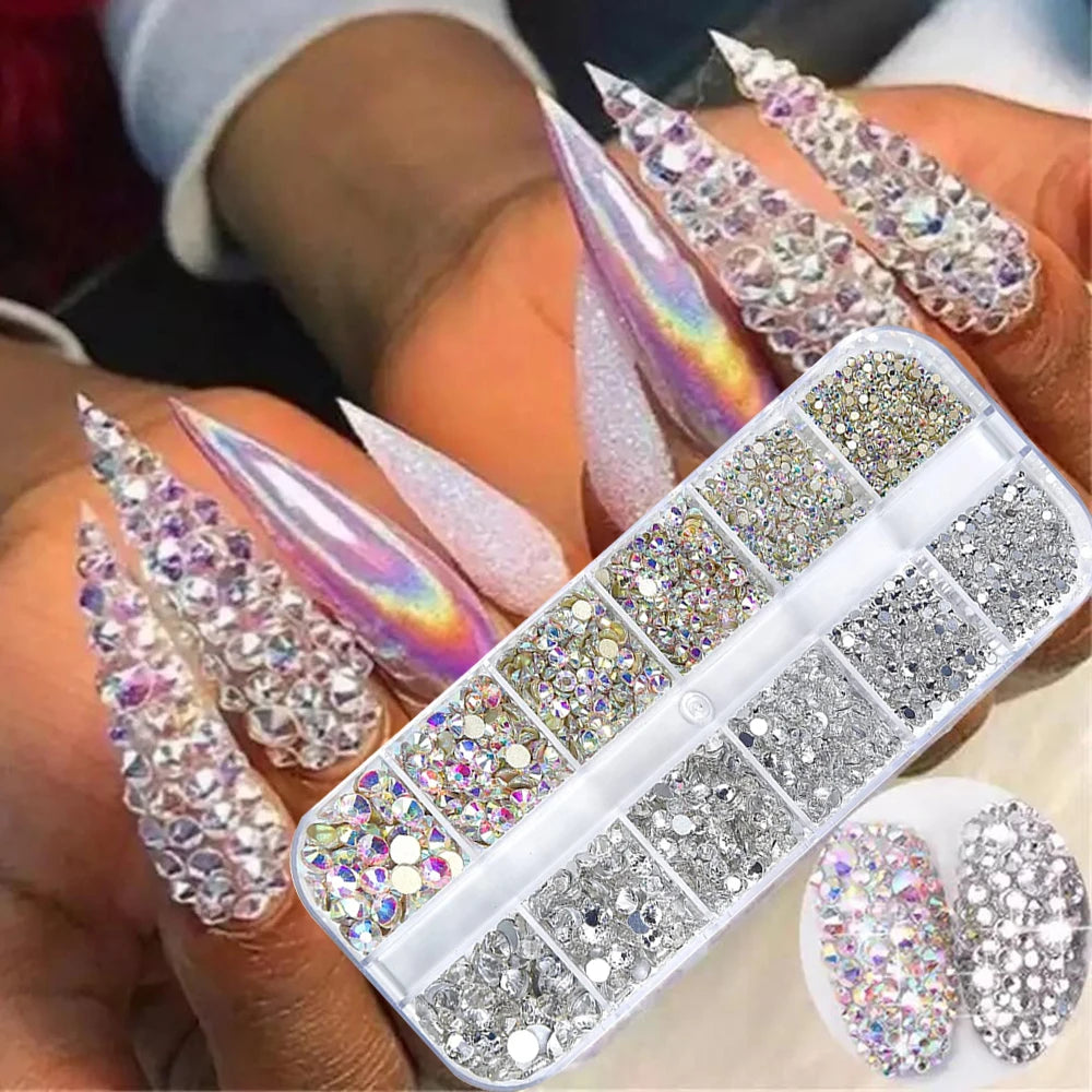 12Gird 3D Glass Crystal Nail Art