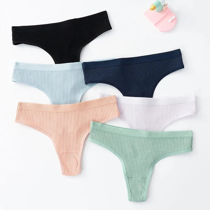 3Pcs/Lot Women's Panties Cotton Underwear Low Waist Thong T Back