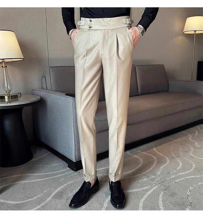 Men’s Slim Dress Pants – Adjustable Waist Business & Wedding Style