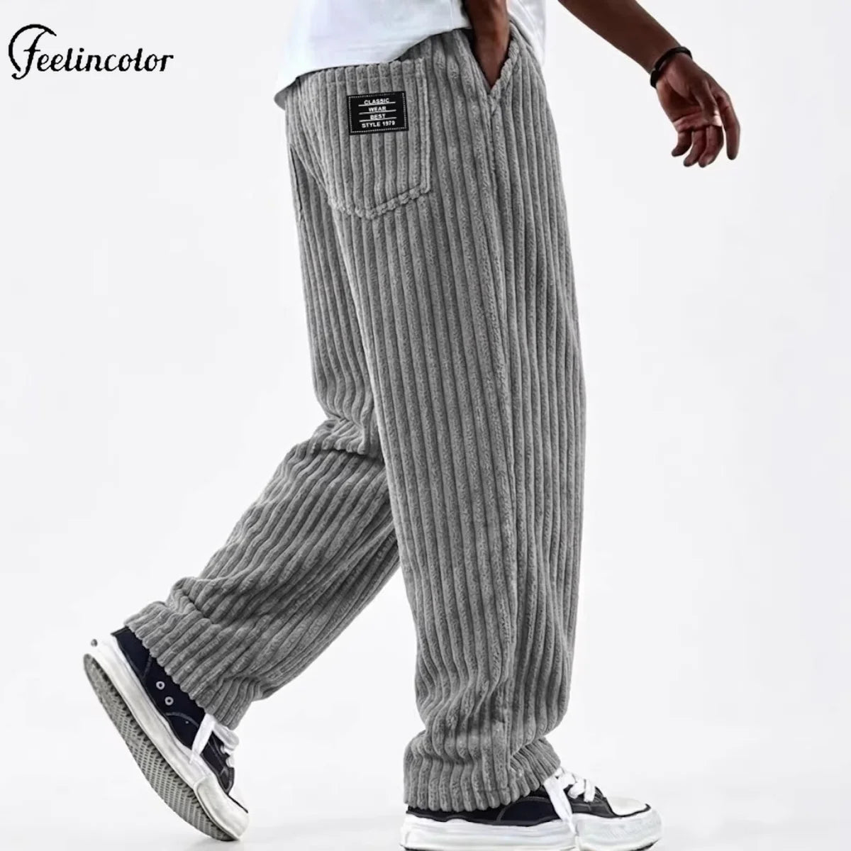 Men’s Retro Striped Corduroy Pants