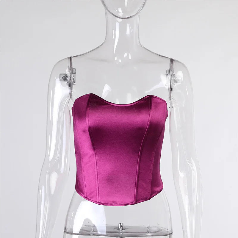 Elegant Slim Corset Cropped Top Strapless