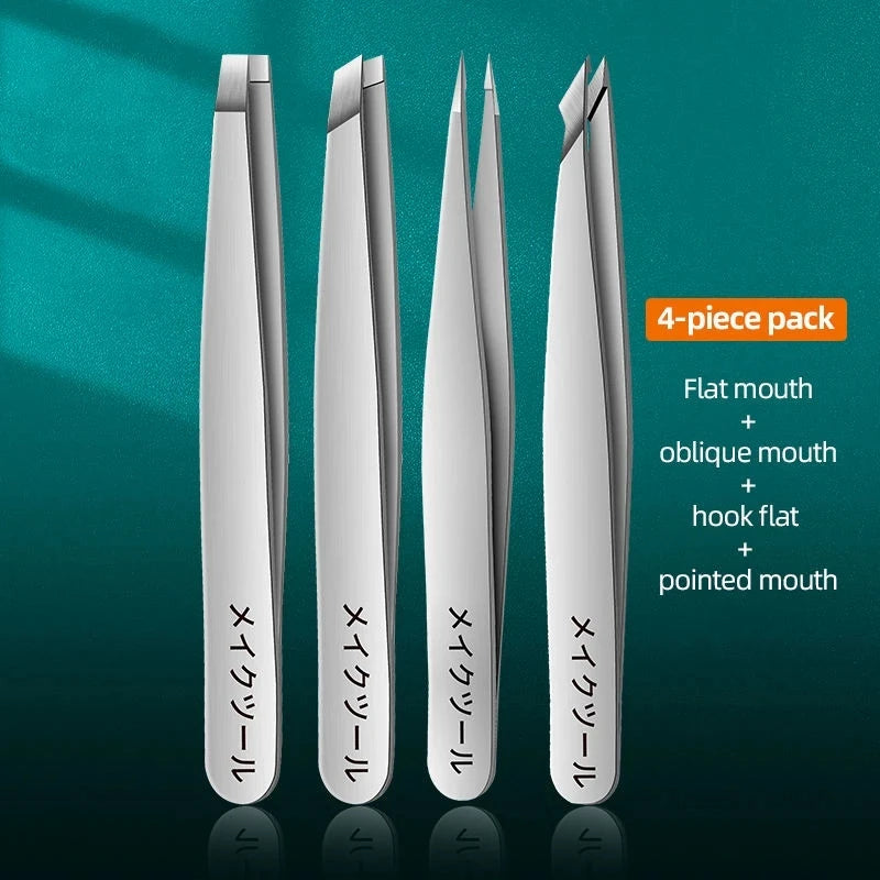 Stainless Steel Eyebrow Tweezers Set 4 Pcs  Eyebrow