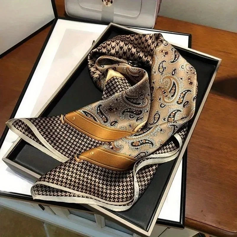 Luxury  Square Scarf Soft Satin For Women