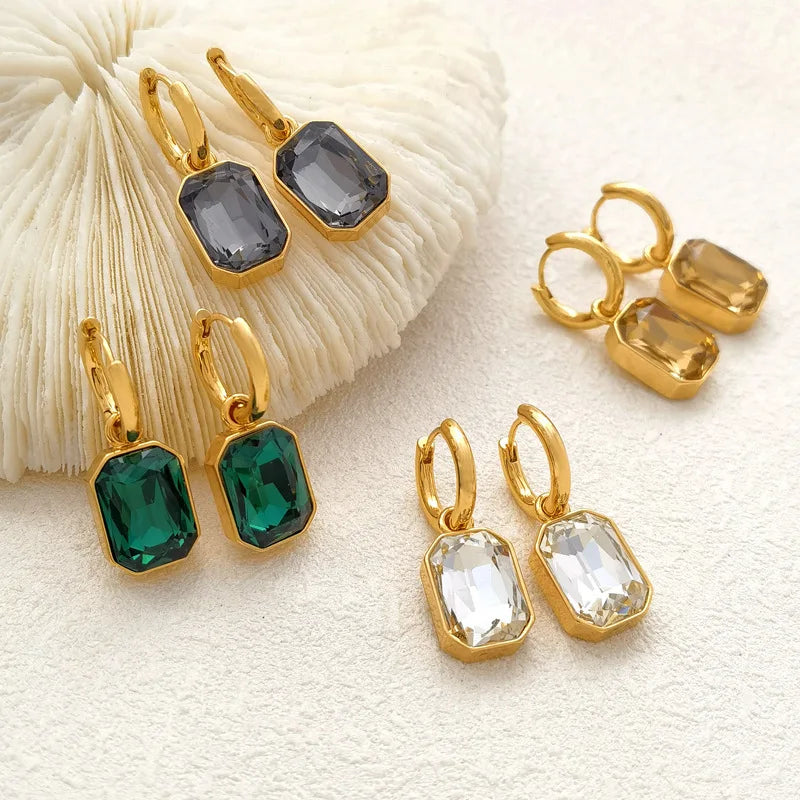 Trendy Gold Color Crystal Dangle Earrings