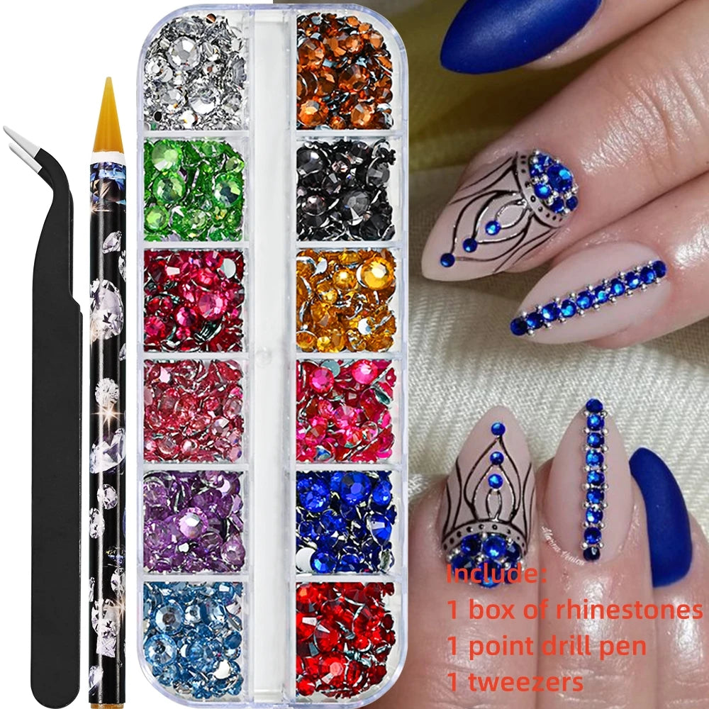 12Gird 3D Glass Crystal Nail Art