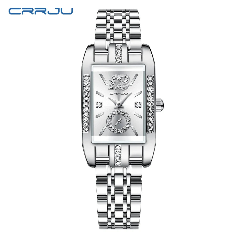 CRRJU Luxury Rectangle Womens Waterproof Watches