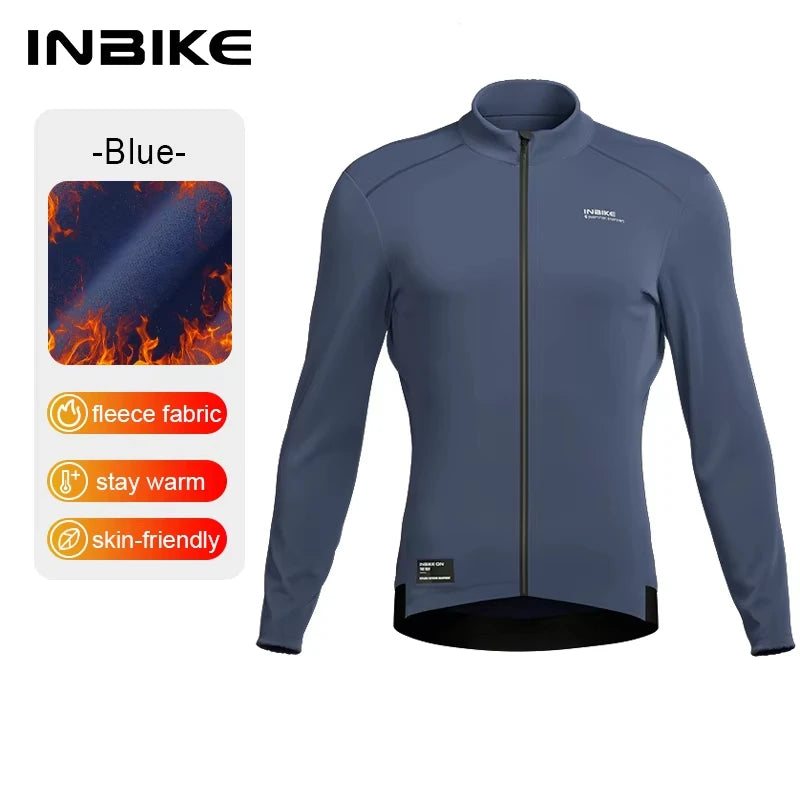 INBIKE Men’s Winter Thermal Cycling Jersey – Fleece Long Sleeve with 3 Rear Pockets
