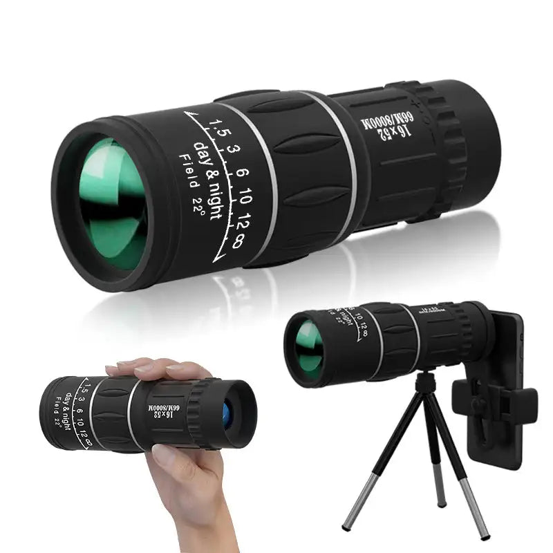 16x52 Monocular Telescope High-Power Dual Focus Optical Zoom