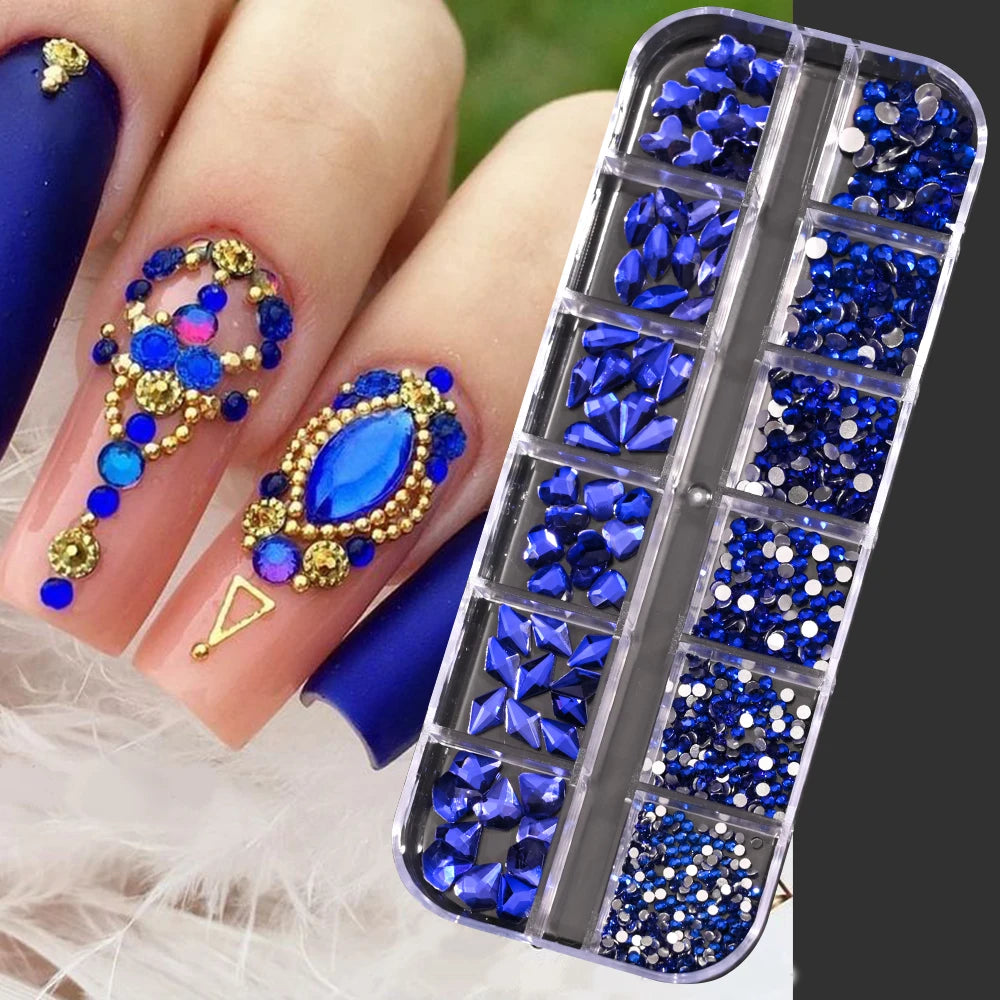 12Gird 3D Glass Crystal Nail Art