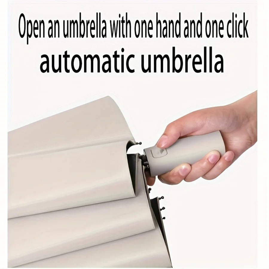 Black Automatic Folding Umbrella with UV Protection & Durable Frame
