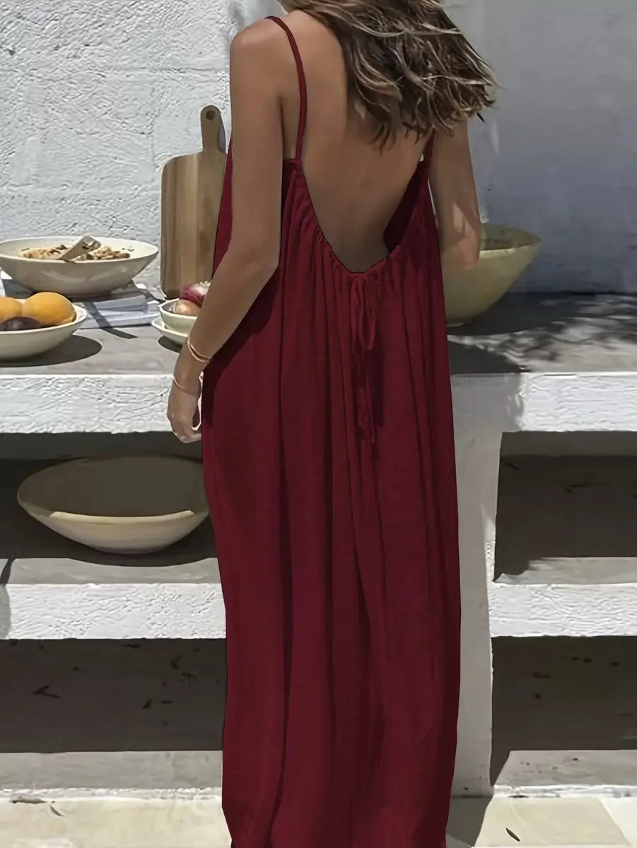 Women's Loose-Fit Spaghetti Strap Casual Summer Home Dress