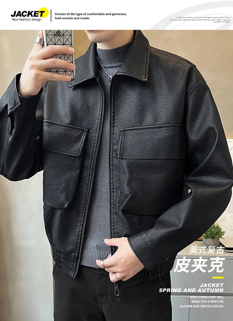 Men’s PU Leather Motorcycle Jacket