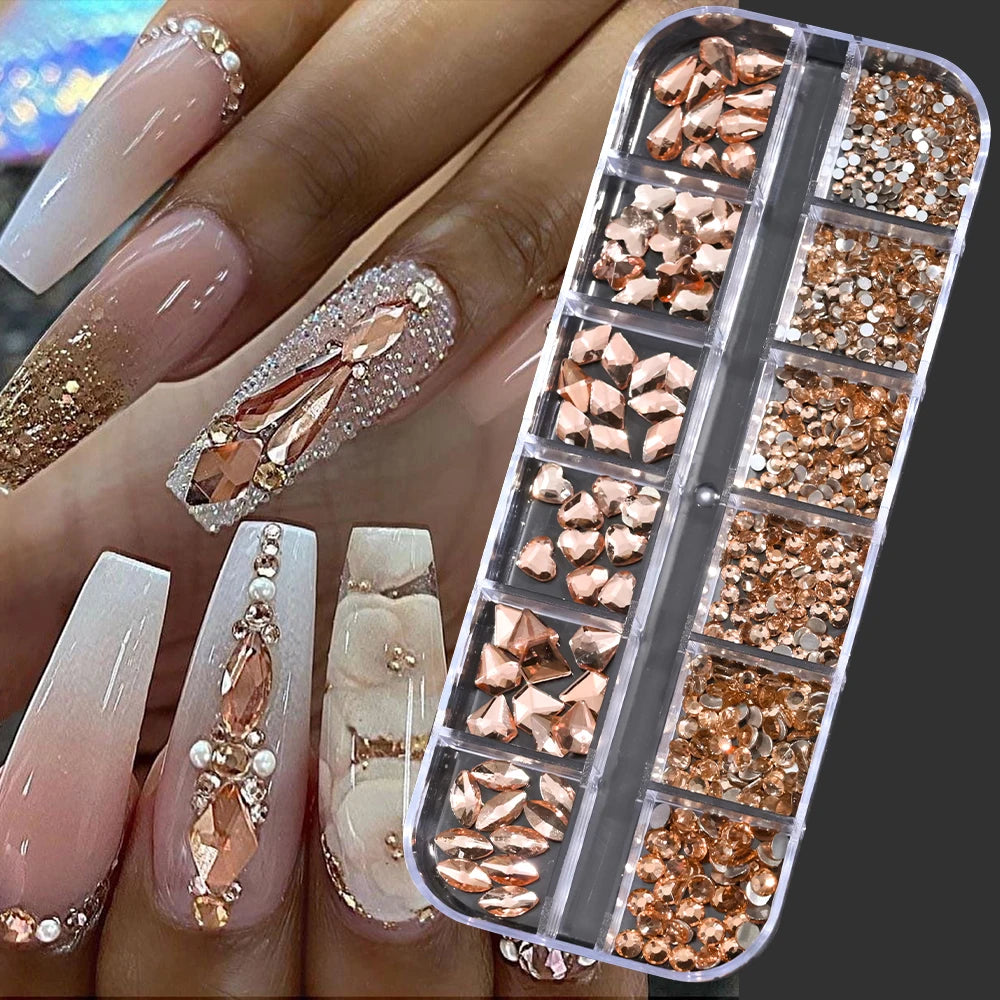 12Gird 3D Glass Crystal Nail Art