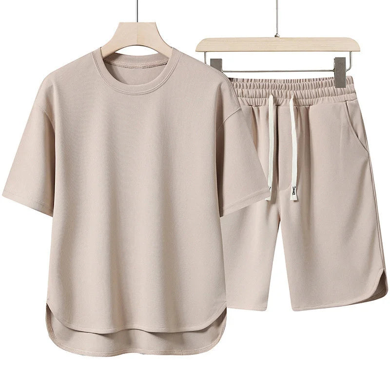 New Men Suit T-shirt+shorts Two Piece Set