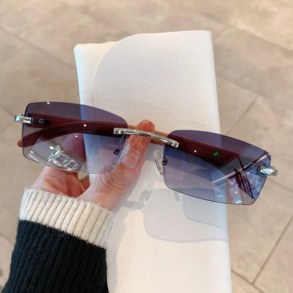 Trendy Rectangle  Rimless Punk Sunglasses UV400