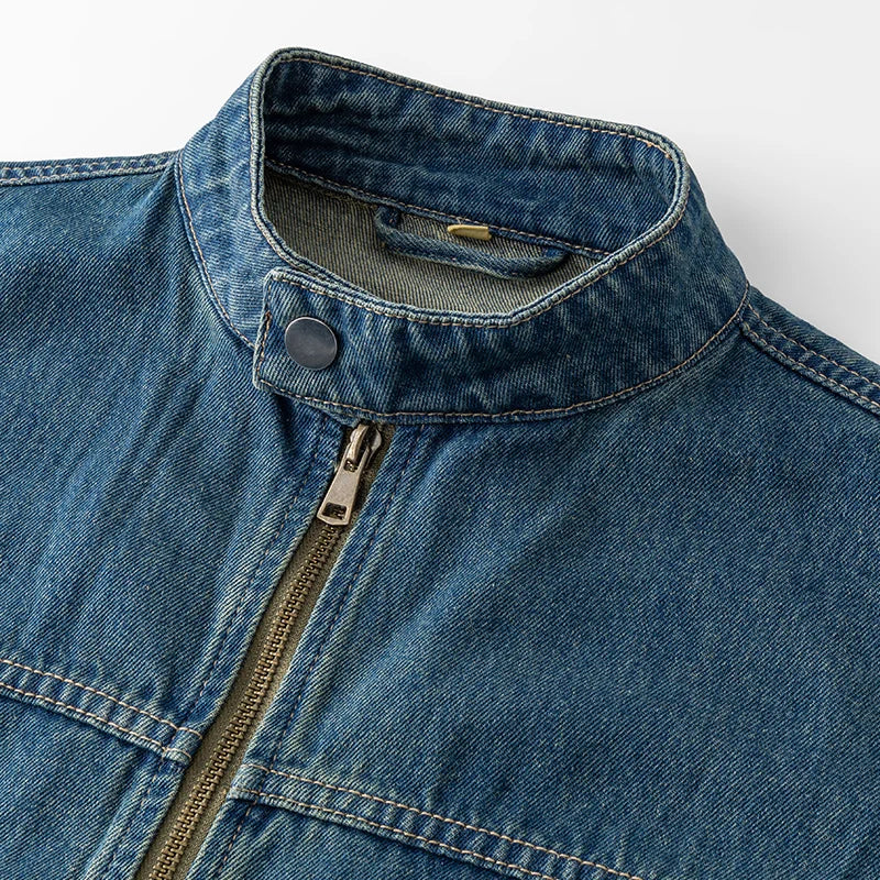 Men’s Casual Denim Jacket – Zipper Loose High Street Workwear
