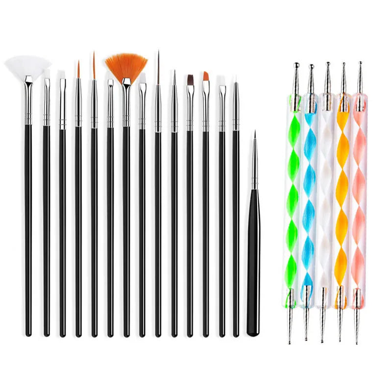 5/20Pcs Nail Art Brush Design Tip Painting Drawing
