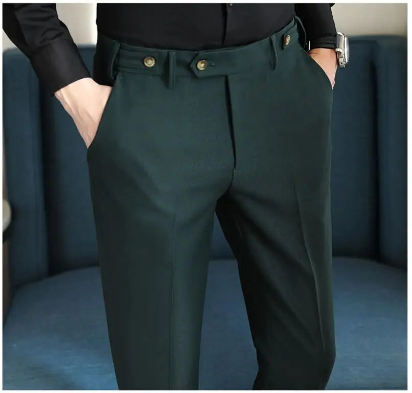Men’s Slim Dress Pants – Adjustable Waist Business & Wedding Style