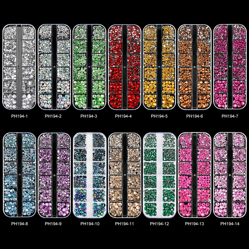 12Gird 3D Glass Crystal Nail Art