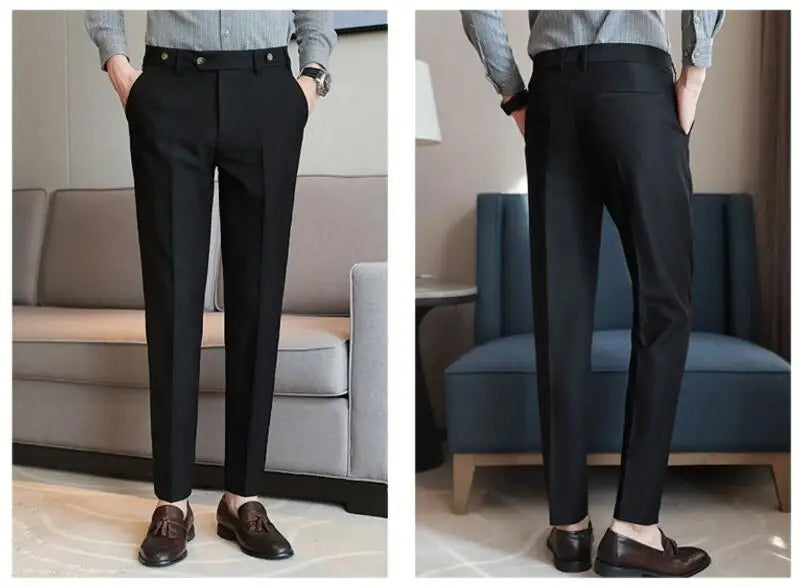 Men’s Slim Dress Pants – Adjustable Waist Business & Wedding Style
