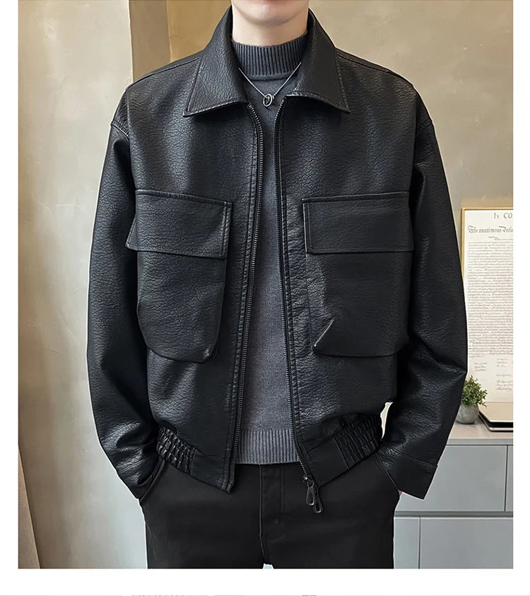 Men’s PU Leather Motorcycle Jacket