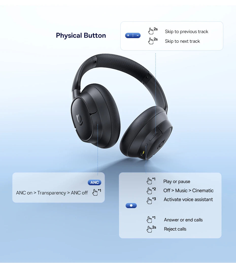Baseus EH10 NC wireless headphones with adaptive noise canceling, Hi-Res audio, Bluetooth 6.0, and 80-hour battery.