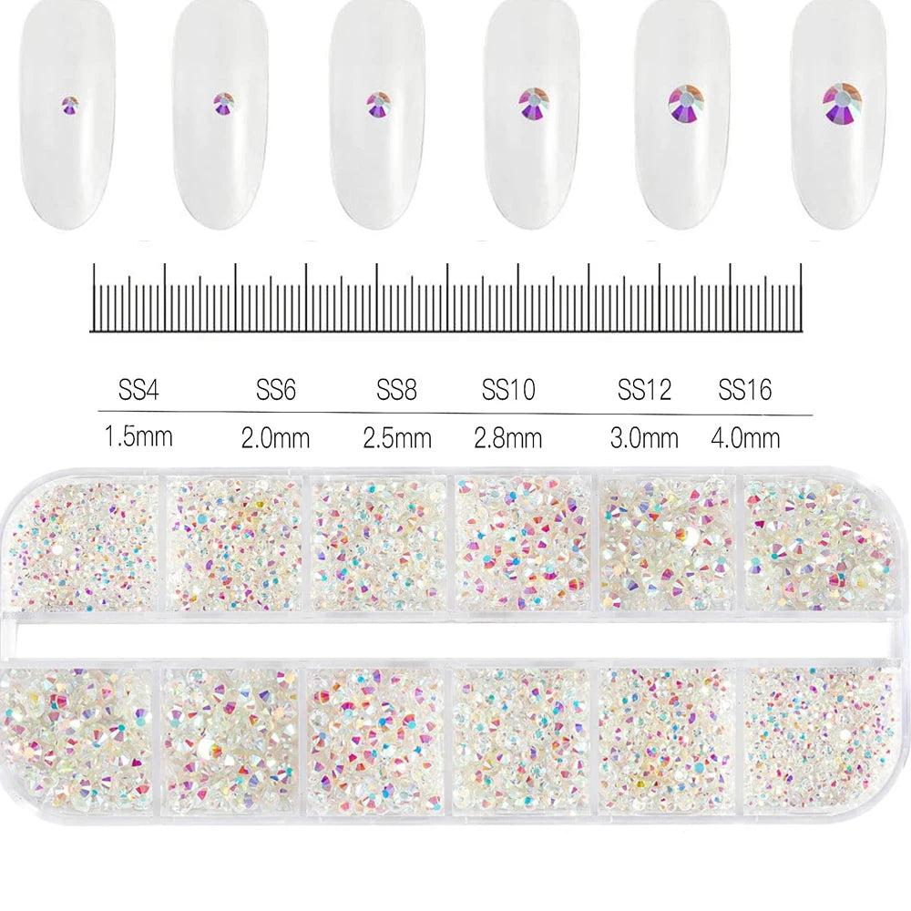 12Gird 3D Glass Crystal Nail Art
