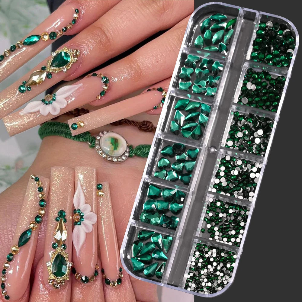 12Gird 3D Glass Crystal Nail Art