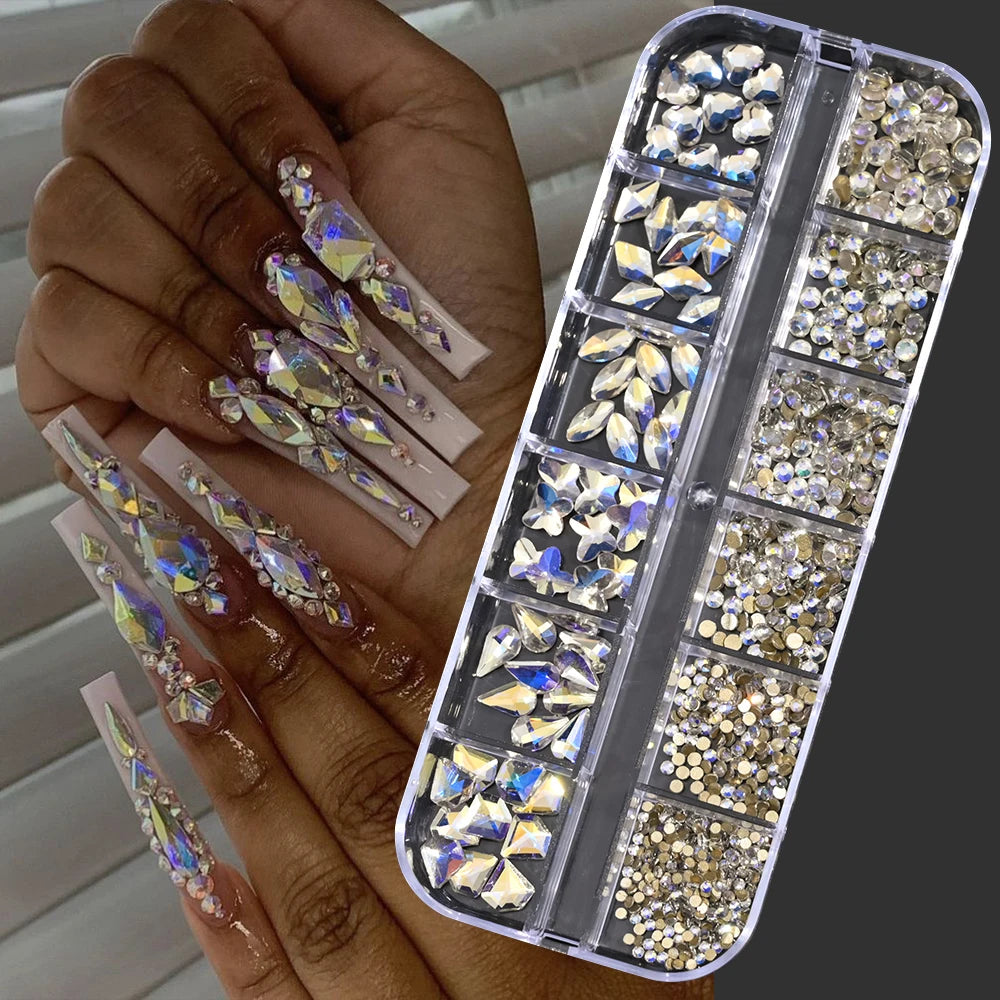12Gird 3D Glass Crystal Nail Art