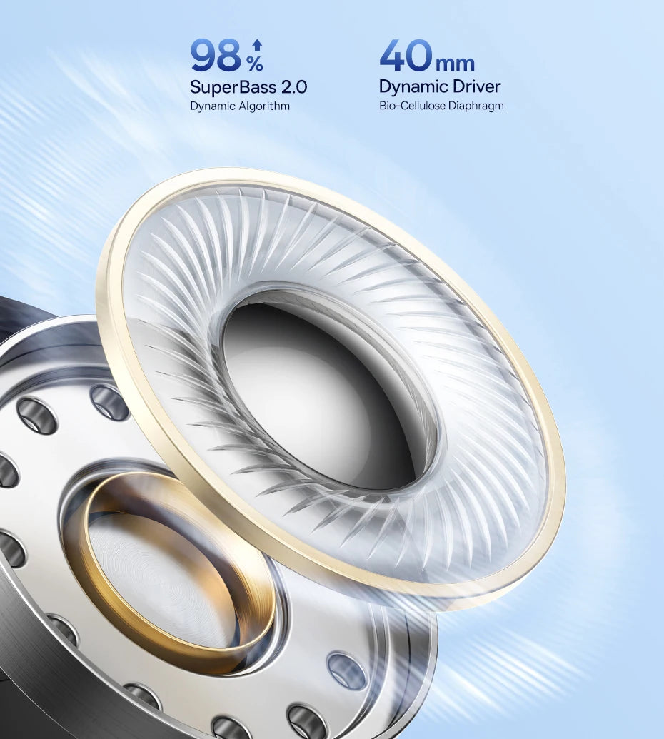 Baseus EH10 NC wireless headphones with adaptive noise canceling, Hi-Res audio, Bluetooth 6.0, and 80-hour battery.