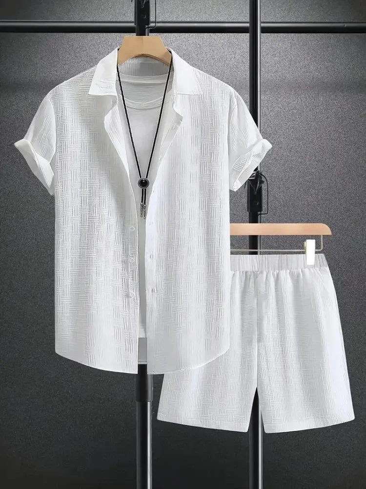 Men's casual daily outdoor travel solid color two-piece Set