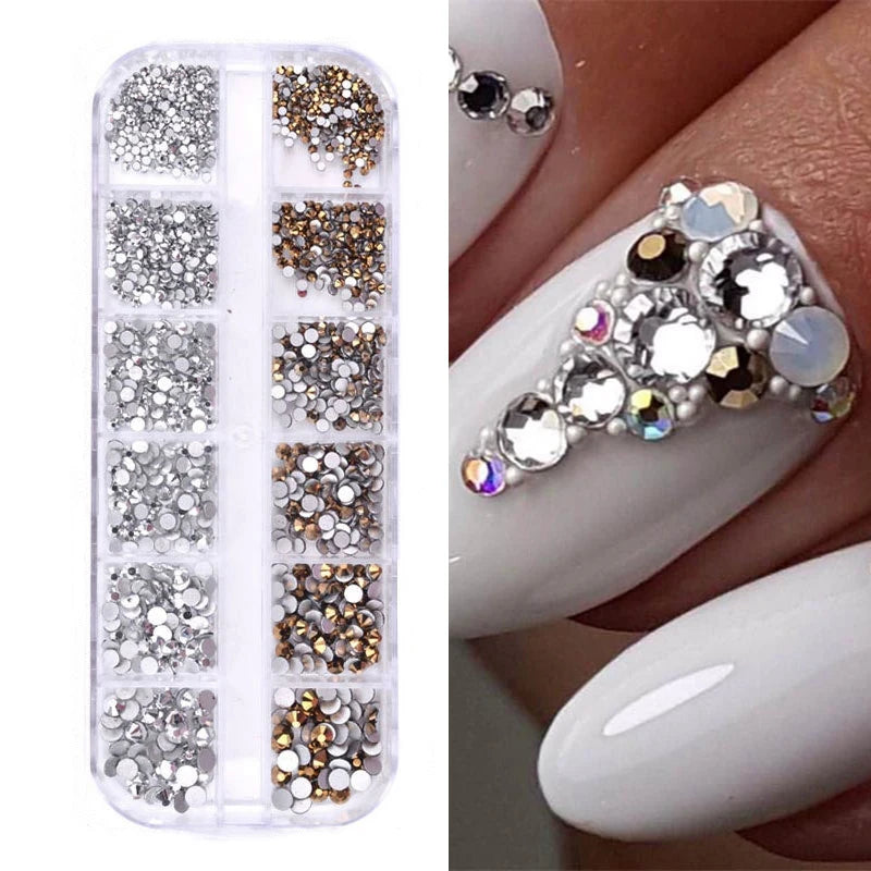12Gird 3D Glass Crystal Nail Art