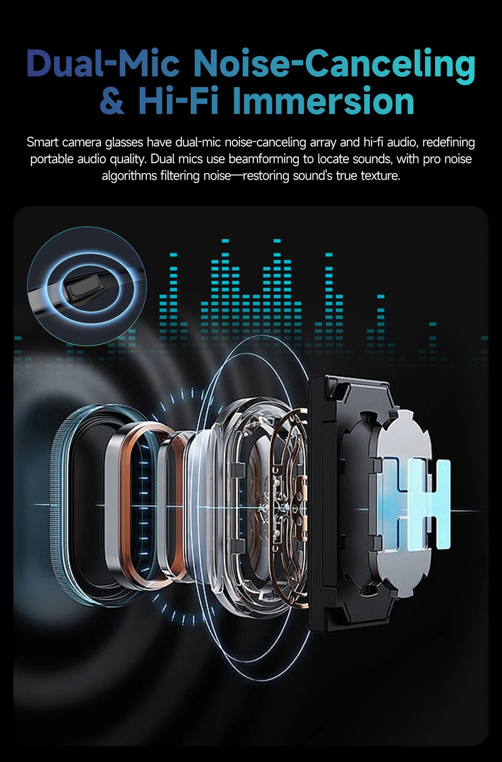 800W AI Camera Smart Glasses – Translation, Photo/Video, Waterproof, Calls, Color-Changing