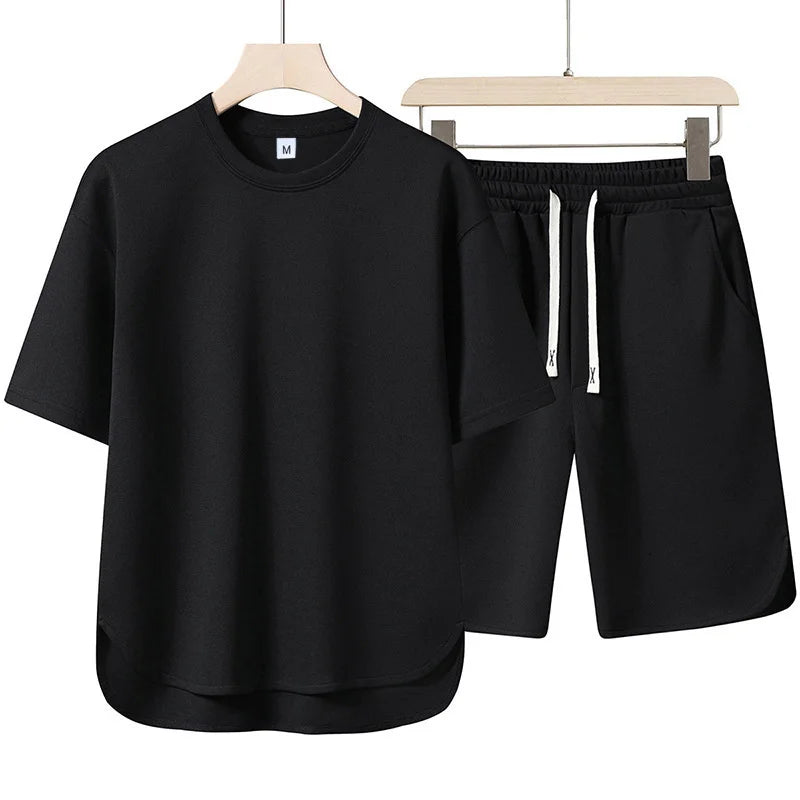 New Men Suit T-shirt+shorts Two Piece Set