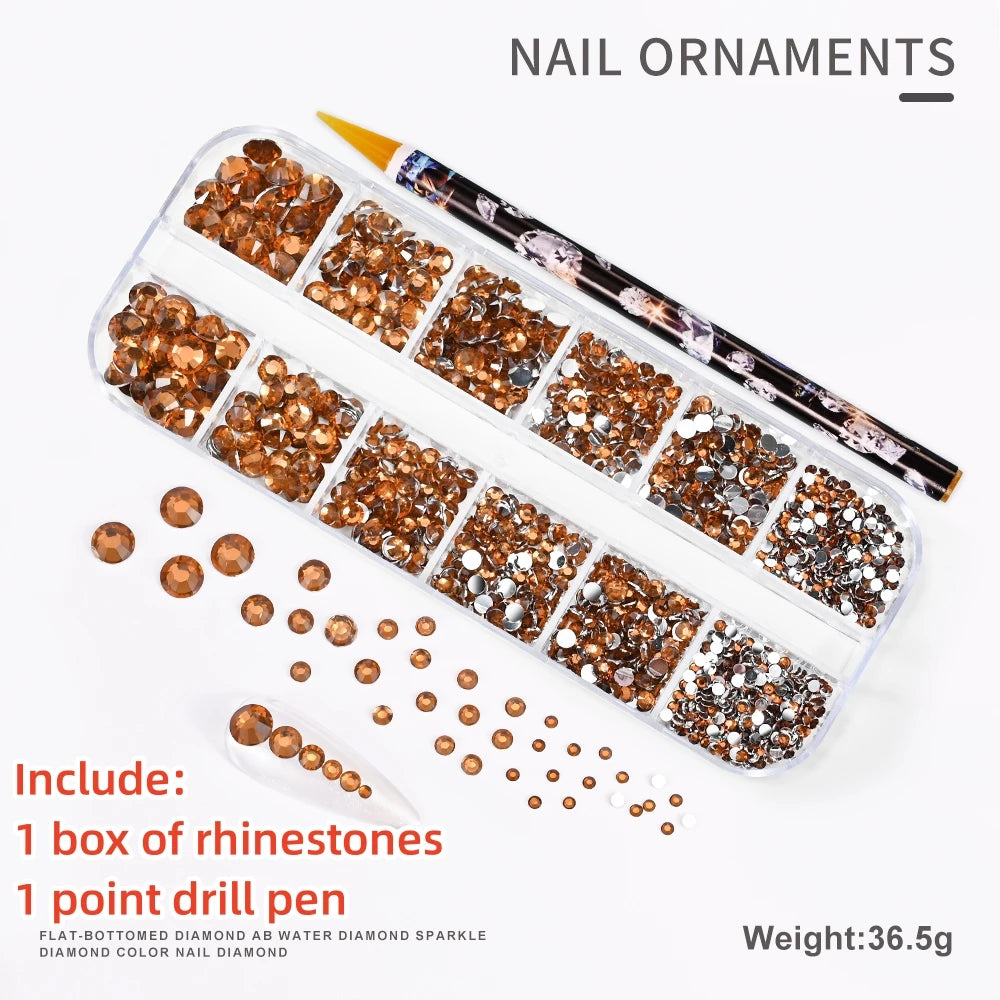 12Gird 3D Glass Crystal Nail Art