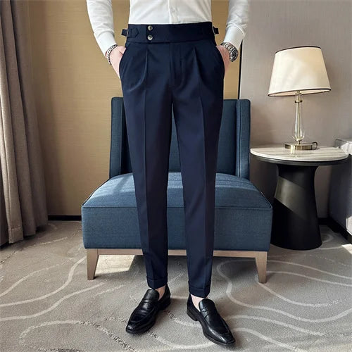 Men’s Slim Dress Pants – Adjustable Waist Business & Wedding Style