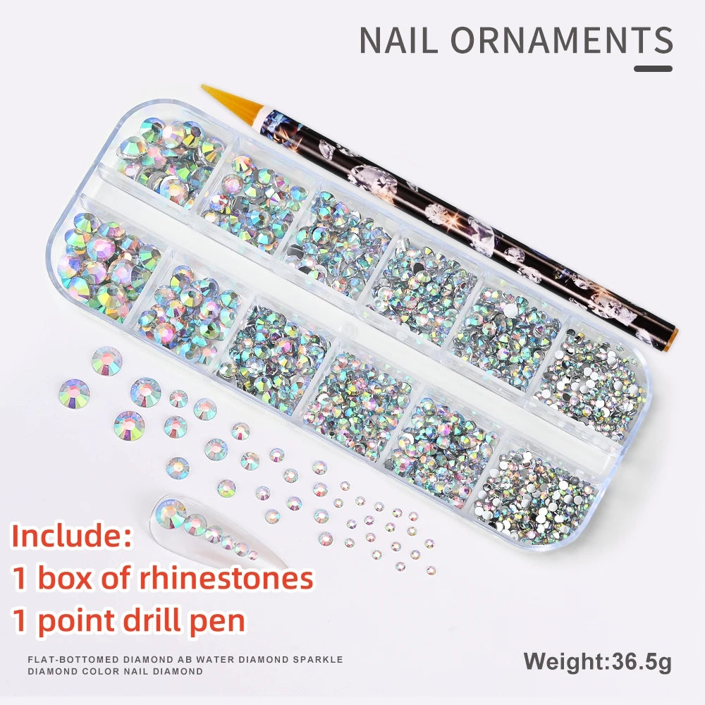 12Gird 3D Glass Crystal Nail Art