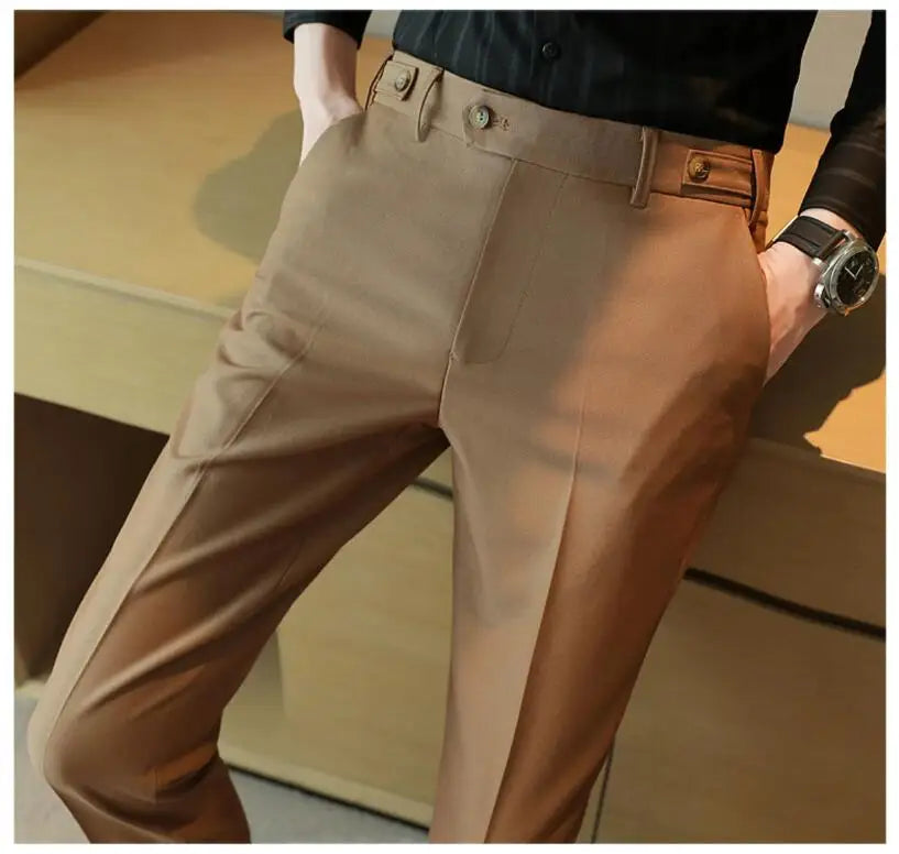 Men’s Slim Dress Pants – Adjustable Waist Business & Wedding Style