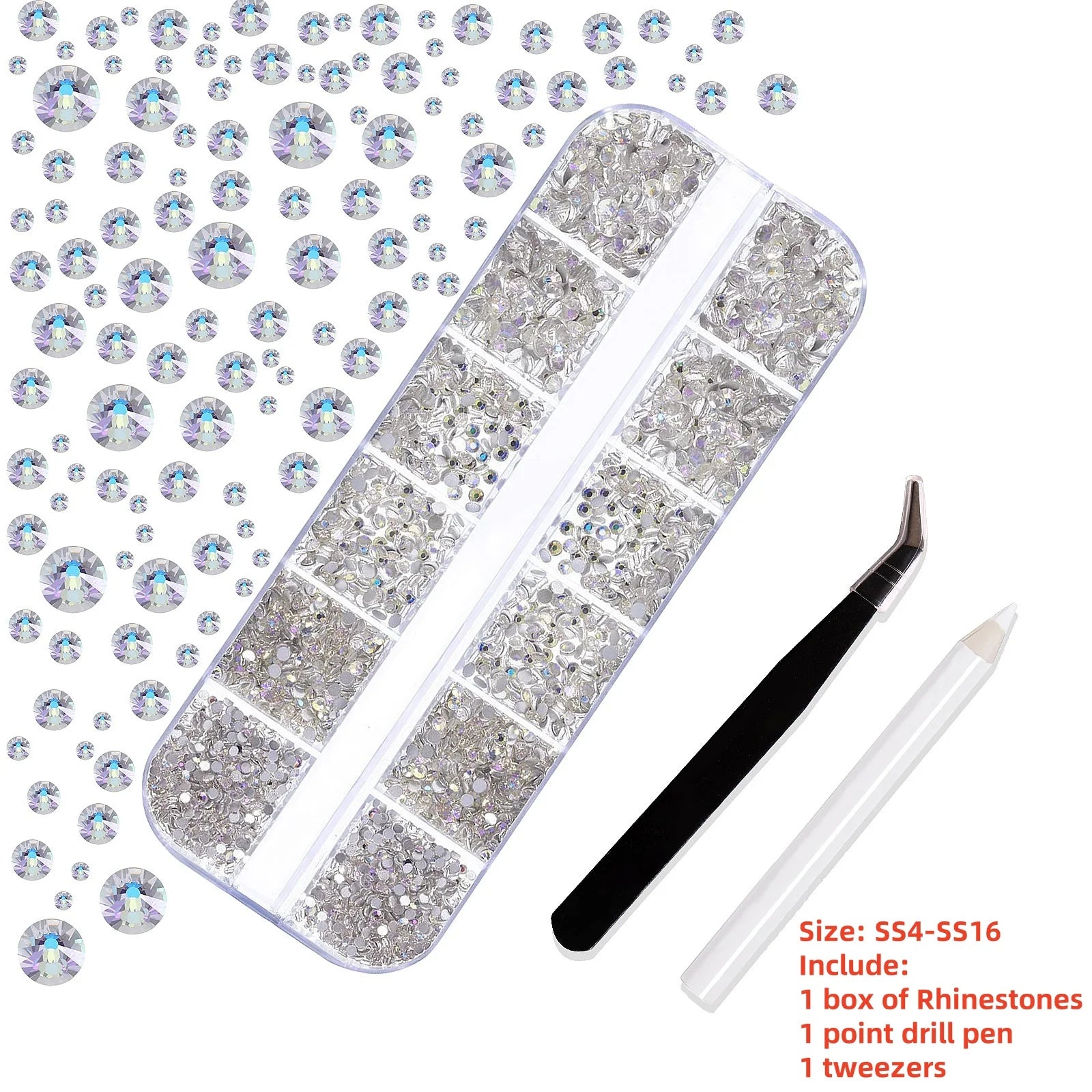12Gird 3D Glass Crystal Nail Art