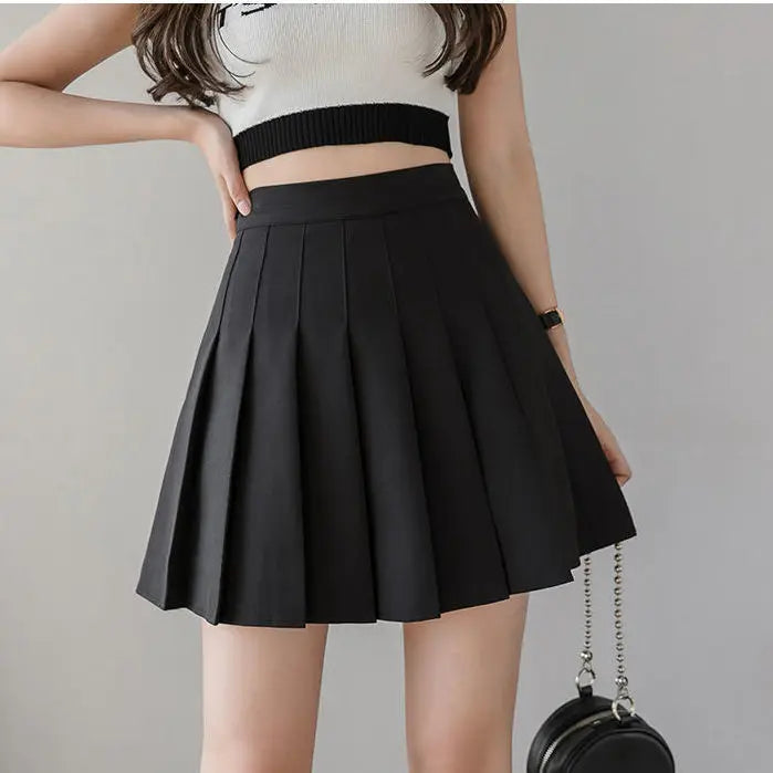 Kawaii Pink Plaid Pleated Mini Skirt (High-Waist Japanese School Style)