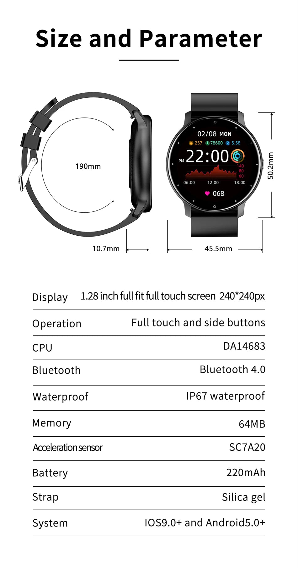 LIGE Smartwatch – Full Touch, Bluetooth Call, Waterproof Fitness Tracker for Android & iOS