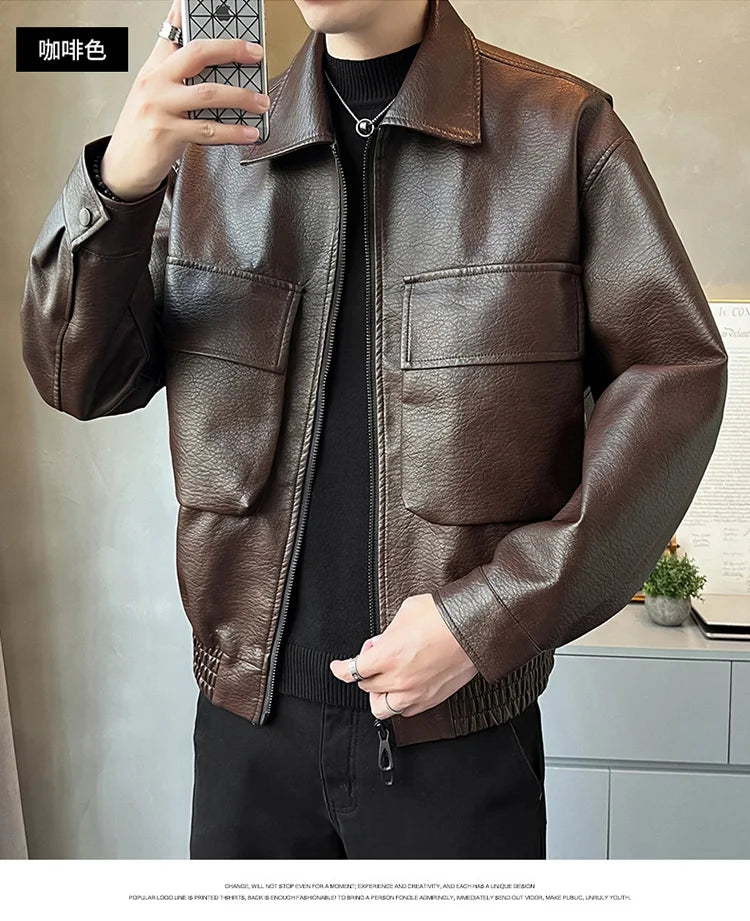 Men’s PU Leather Motorcycle Jacket
